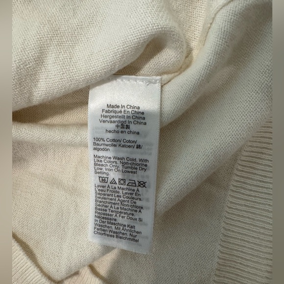 J Crew white Short-sleeve blue tie-back sweater cotton puff sleeve - Picture 6 of 8